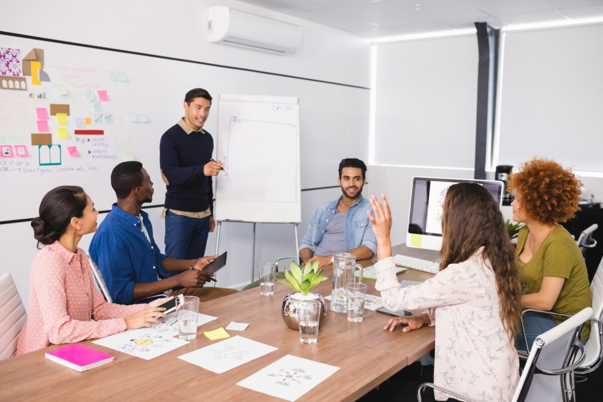 Creative business people discussing during meeting