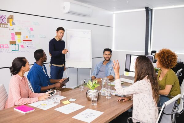 Creative business people discussing during meeting